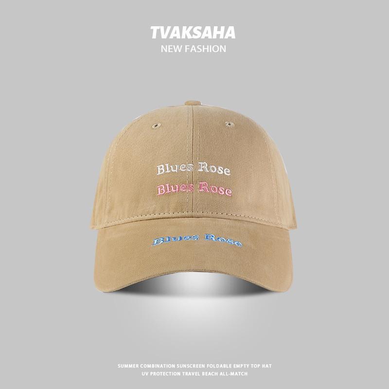 Blues Rose Embroidered Letters Baseball Cap For Women With Sun Protection For Outdoor Casual Wear Blue White
