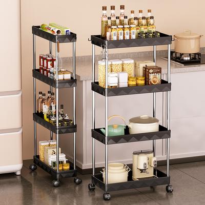 Bathroom Storage Rack With Wheels 3/4/5 Layer Rolling Utility Cart Bathroom Storage Organizer Multi-purpose Corner Shelf
