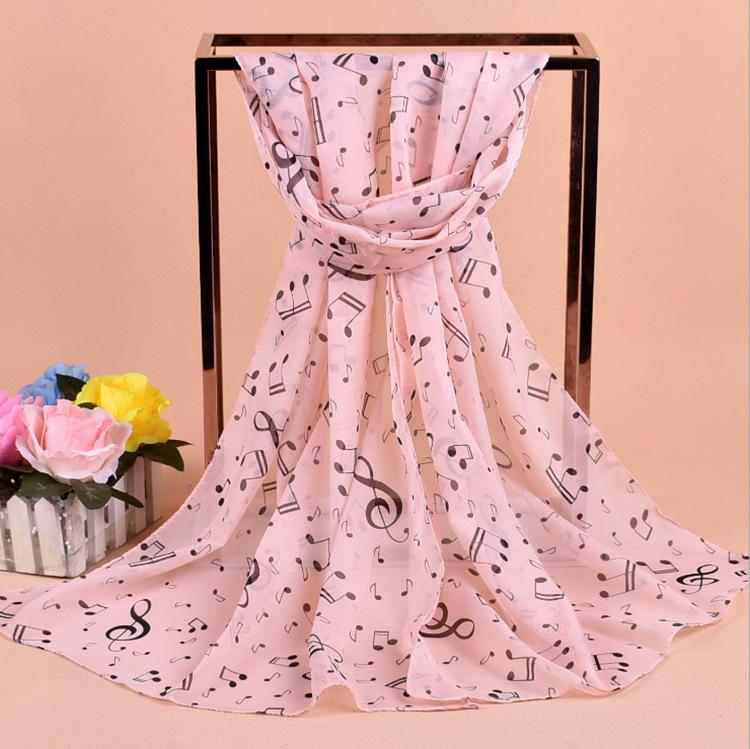 New Fashion Music Symbols Ladies Scarf Printed Chiffon For Ladies Women Girls Scarf Beach