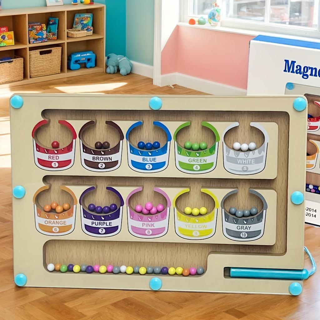 1pc Magnetic Wooden Puzzle - Color Sorting & Counting Game with Acrylic Bead Maze, Crafts, Pen