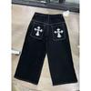 Fashion Hip Hop Baggy Jeans Y2K Gothic Embroidery Punk Straight Wide-leg Denim Pants