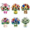 3D Pop Up Flower Bouquet Card Paper Flower Vase Greeting Cards for Mother's Day Congratulations Graduation Anniversary Birthday