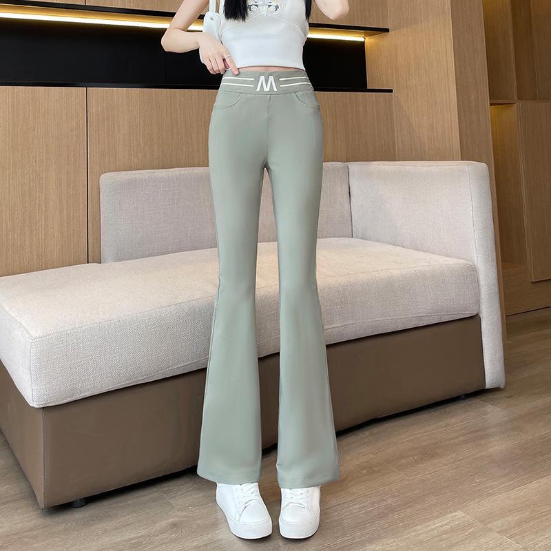 

Women s Summer Flare Ice Silk Pants - Thin, Nine-Point, Wide Leg Trousers, 2025 Collection 4XL