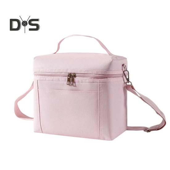 

Изолированная сумка для ланча для взрослых, легкая нейлоновая водонепроницаемая коробка для ланча со съемным регулируемым ремешком, многоразовая термосумка для пикников на работе S розовый