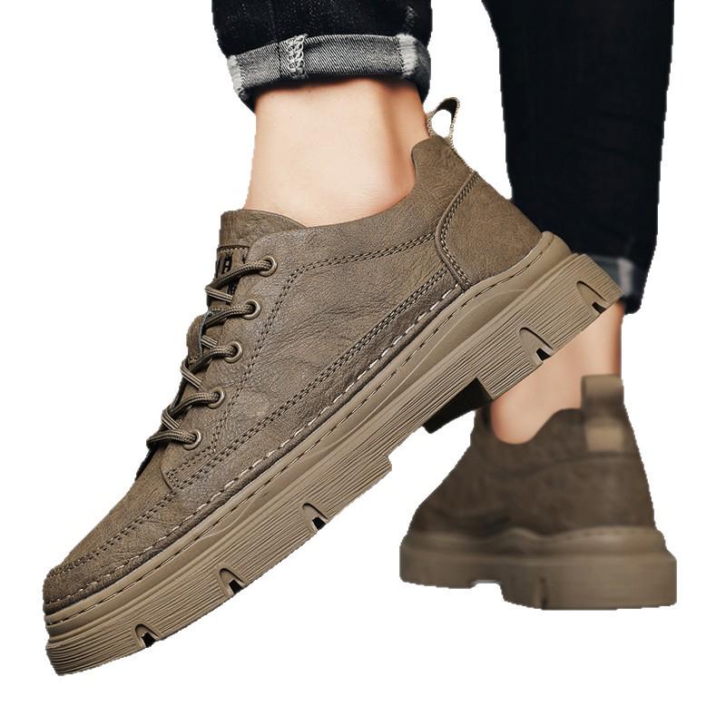 2025 Men's Autumn Leather Low-Top Martin Boots - Soft Sole Casual Workwear Shoes.