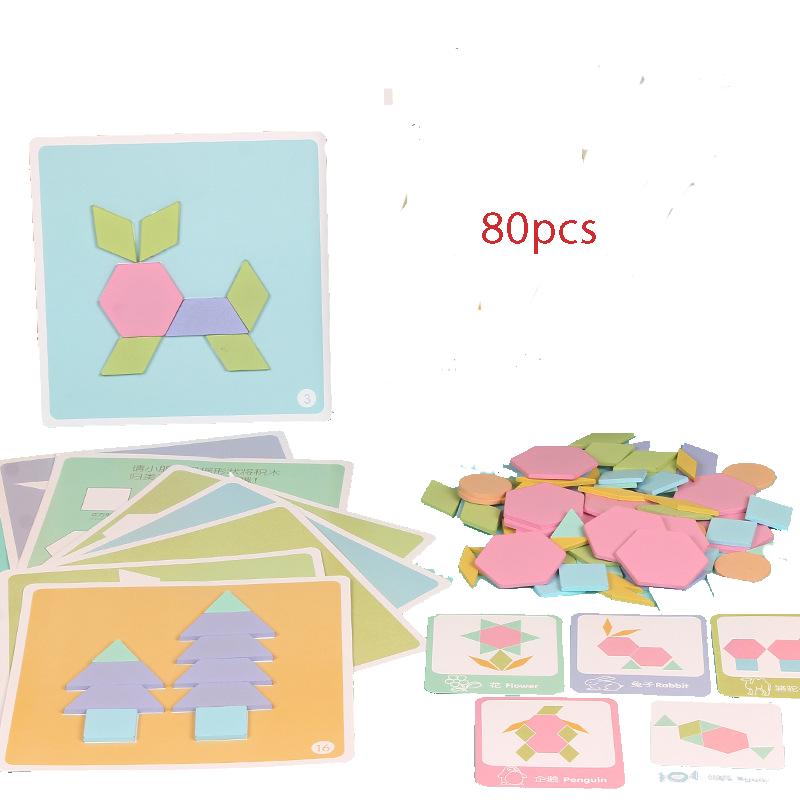 

Puzzle Tangram Children Early Education Toys Development Training Intelligence 80pcs