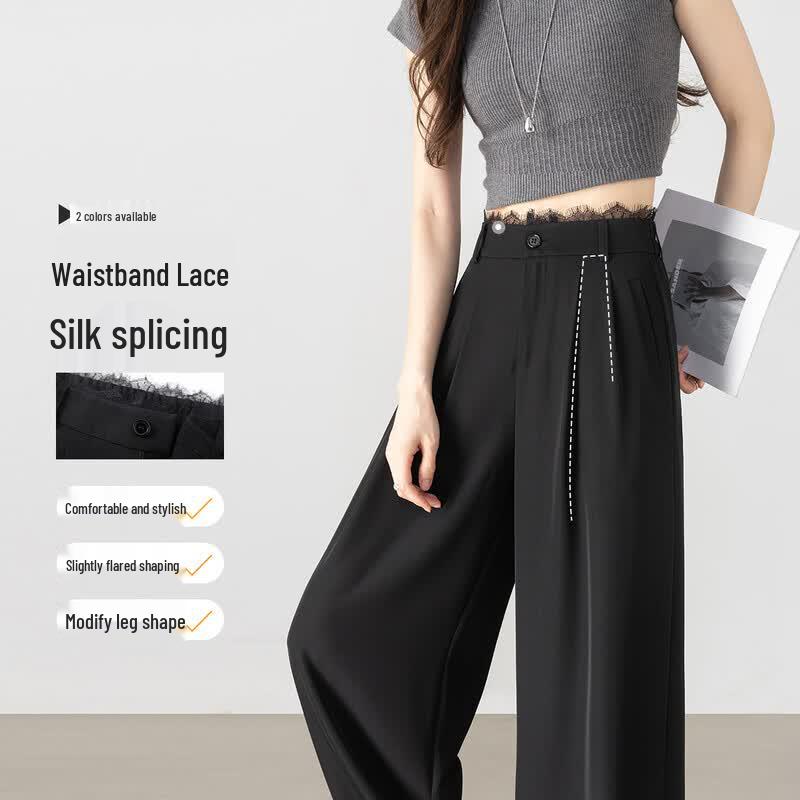 Women s Lightweight Lace-Waist Wide-Leg Trousers L