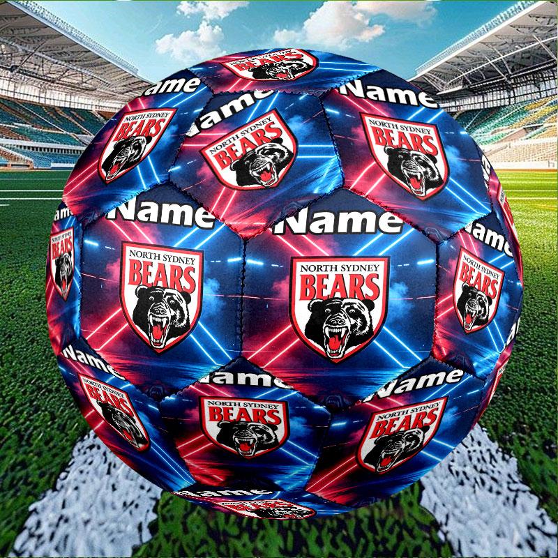 Custom Name Personalized North Sydney Bears Print Size 5 Soccer Ball Training & Match Football, for Team, Kicking, Gift for Football Enthusiasts