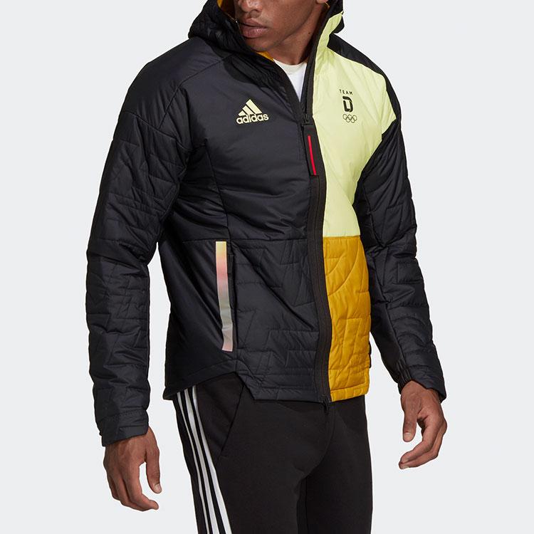 Adidas Casual Sports Warm Letter Hoodie Cotton Jacket Men Jacket Black H48973