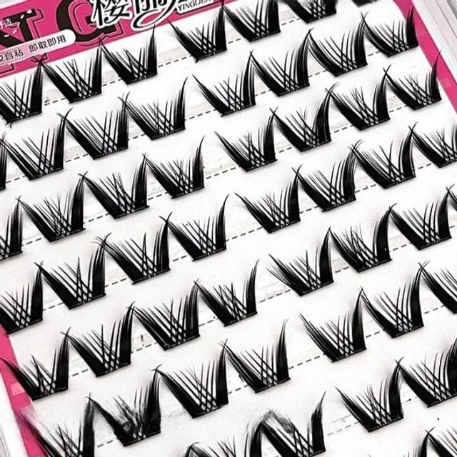 Nreain - Doll Eye Volume Cluster False Eyelashes 10 Rows - Black - One Size