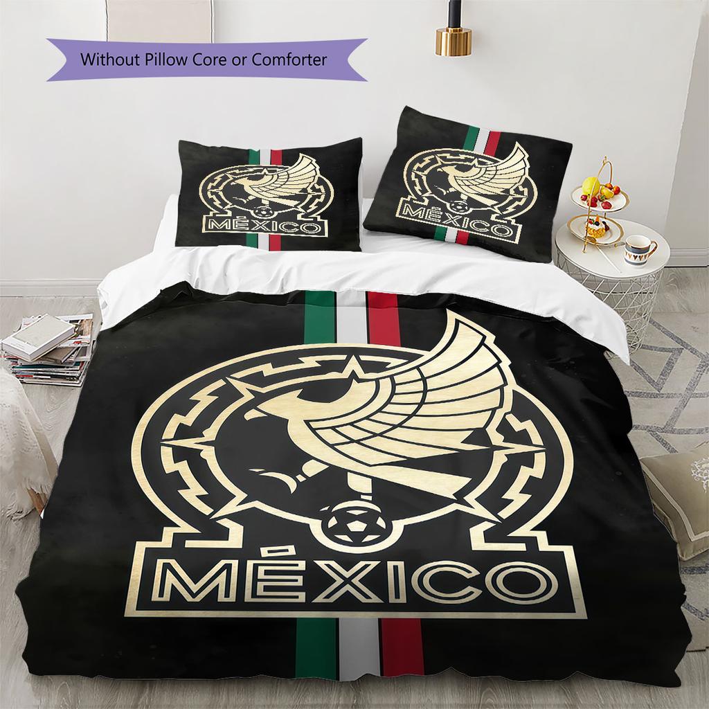 Mexico national football logo Pattern Bedding Home Decoration Birthday Gift (1 * duvet cover + 2 * pillowcase, without core),fan merchandise.