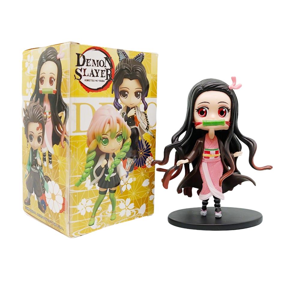 New Anime 13Cm Demon Slayer Figure Nezuko Tanjirou Zenitsu Inosuke Kyoujurou Giyuu Kawaii Qposket Pvc Model Toys Children Gift