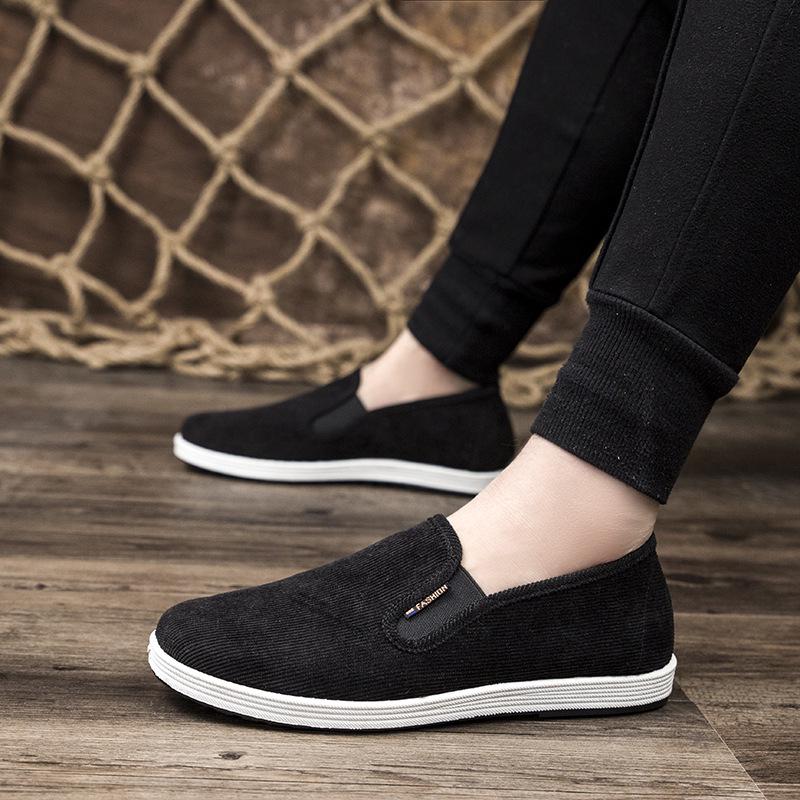 New men's low-top shallow-mouth flat shoes casual dad shoes old Beijing men's walking shoes one-pedal lazy shoes