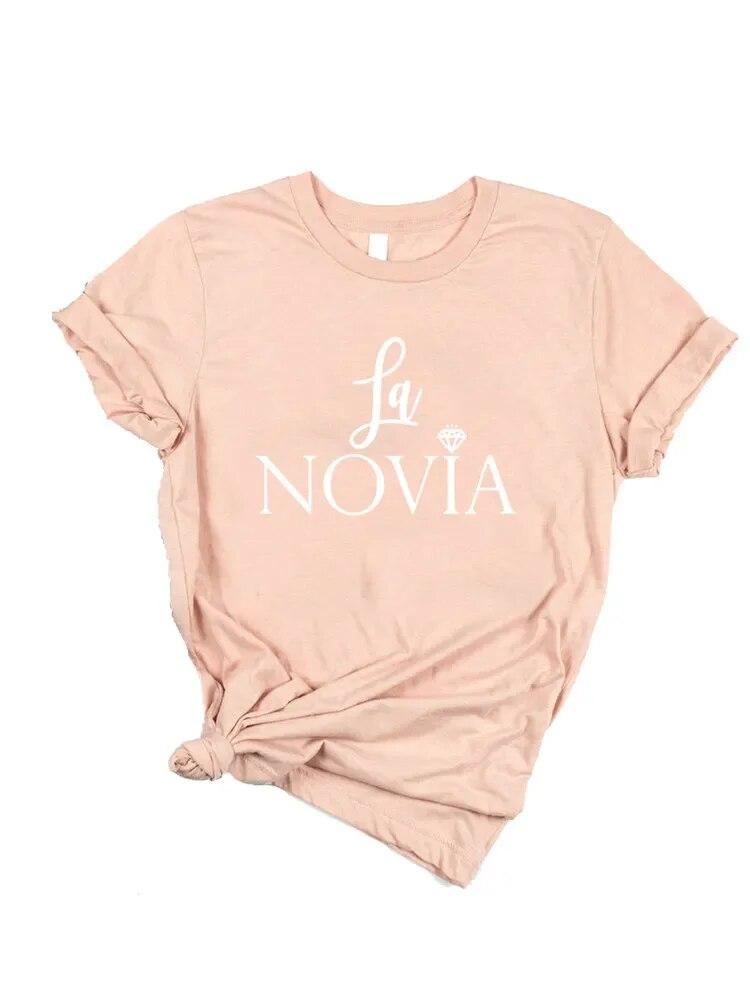 2023 Women La Novia Spain Inscriptions Team Bride Femme Wedding Shower T-Shirt Girl Bachelorette Hen Party T Shirts Unisex