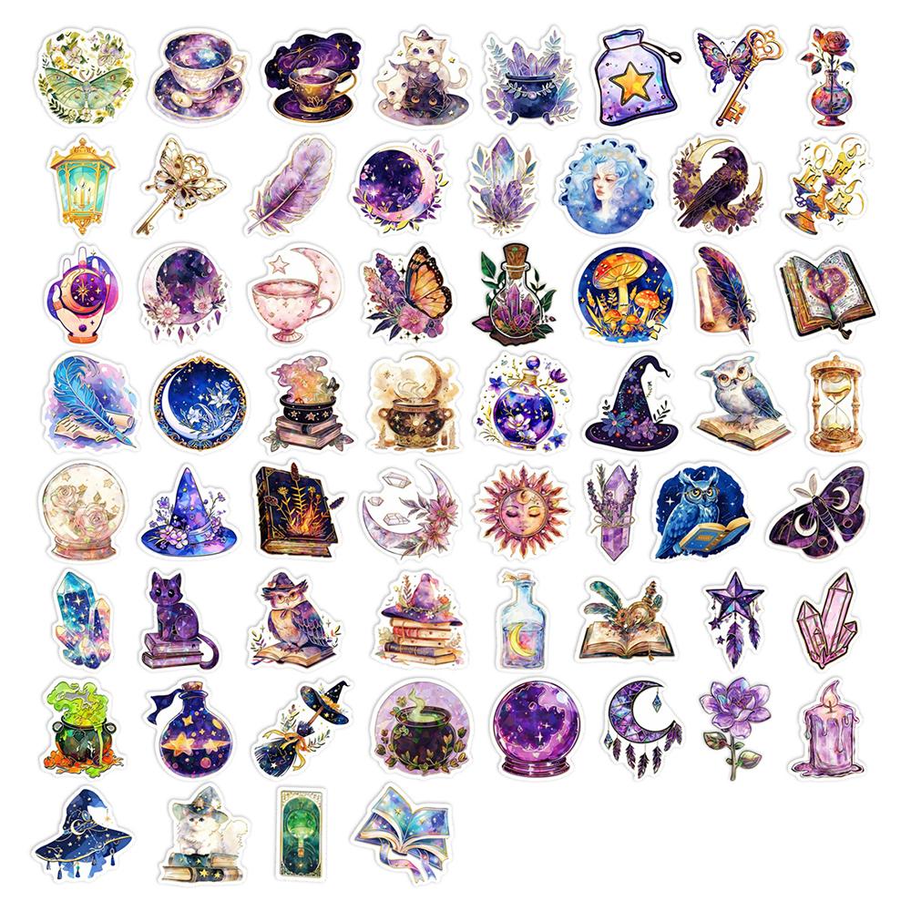 10/30/50pcs Cool Gothic Magic Witch Crystal Cartoon Stickers Aesthetic DIY Skateboard Scrapbook Phone Vintage Waterproof Sticker