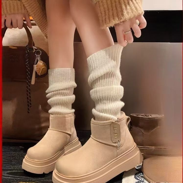 Snøstøvler dame vinter fløyel fortykket tykksålet sklisikre snø bomullsstøvler varme korte støvler