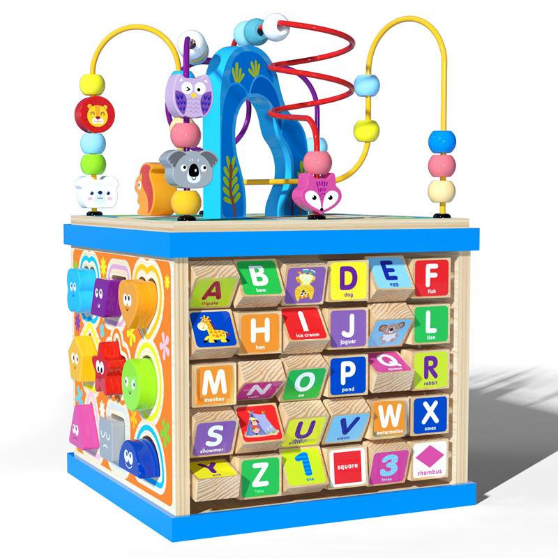 Children's Large Wooden Educational Bead Box: Multifunctional Toy for Early Intelligence Development