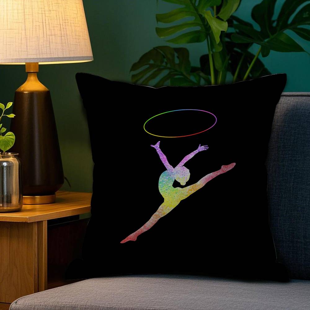 Gymnastics Water Color Pillow Case Sofa Living Room Bedroom Double-sided Printing Square Cushion Nap Time Cushion Cover
