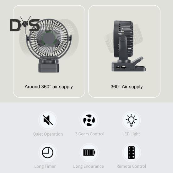 Cooling Fan with Powerful Magnetic Base LED Light Function 3 Wind Speeds Adjustable Timer Air Cooler Fan with Remote Control