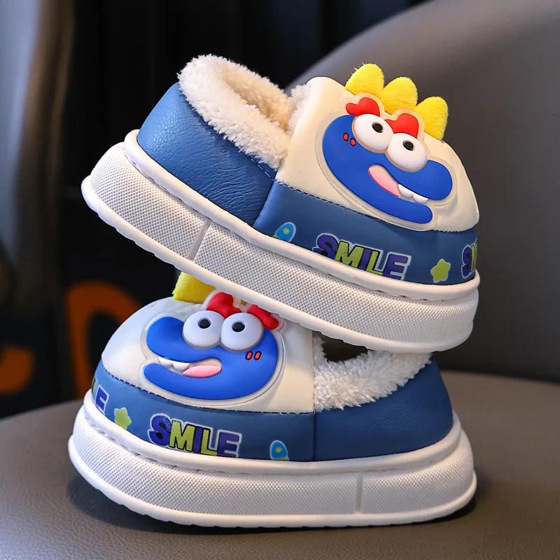 Children Shoes Winter Warm Cotton Plush Slippers Cartoon Waterproof Thick Soled Shoes Fashion Kid Casual Shoe Sandalias De Mujer
