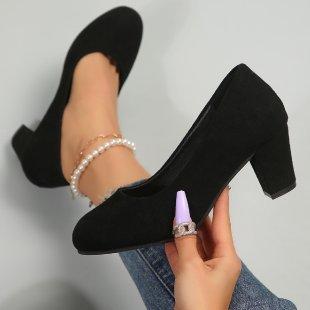 Dames hoge hakken Mary Jane dikke hak ronde neus grote maten veelzijdige schoenen