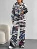 Patchwork Tie-dye European and American Casual Long-sleeve Set, Women's Hoodie Sweatshirt and Pants Two-piece Set