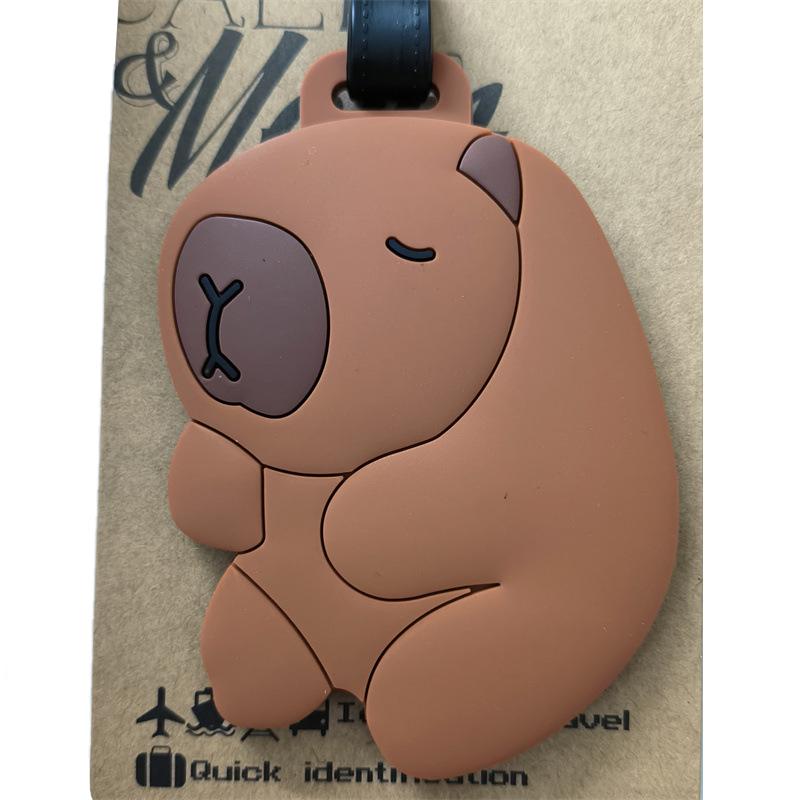 Kawaii Cute Capybara Bagasjemerke Kvinner Reisetilbehør Tegneserie Pvc Bagasjemerke Menn Bærbar Anti-Tap Adresse Navneskilt