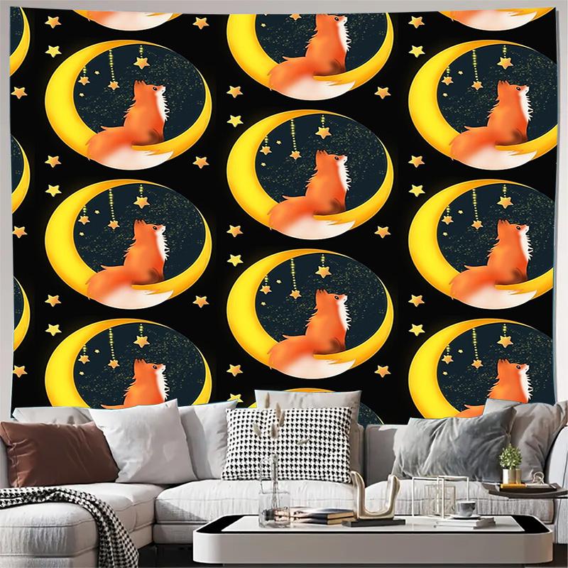 

Anime Fox Tapestry Forest Moon Wall Hanging Vintage Japanese Art Home Decor Aesthetic Room Decor Dorm Room Decor Tapestry 74x94cm(29x37in)