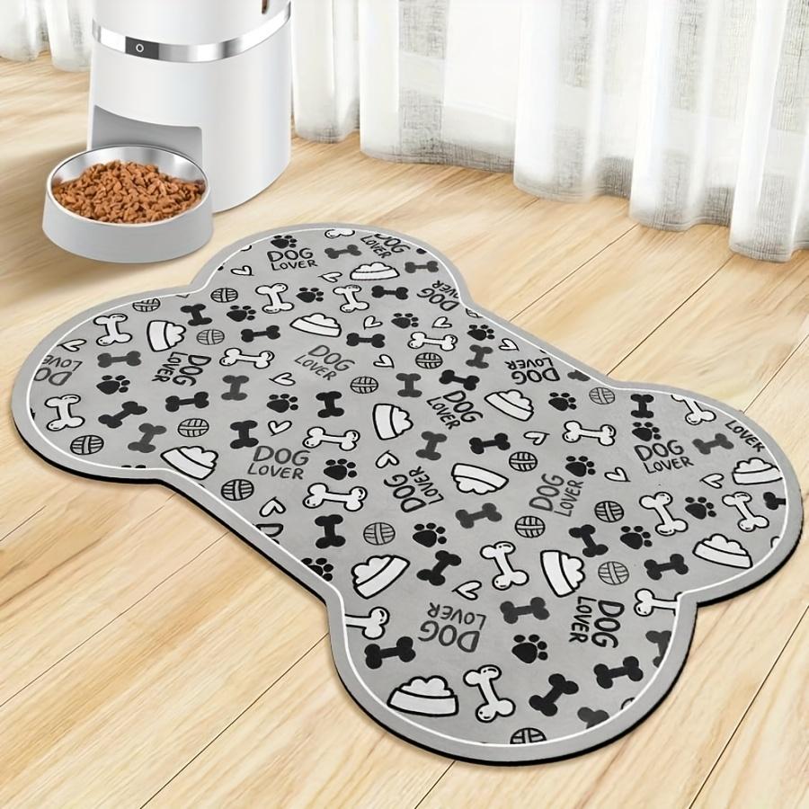 Bone-Shaped Pet Mat Feeding Mat Diatom Mud Carpet Cute Cartoon Floor Mat Waterproof And Dirt-Resistant Home Decoration