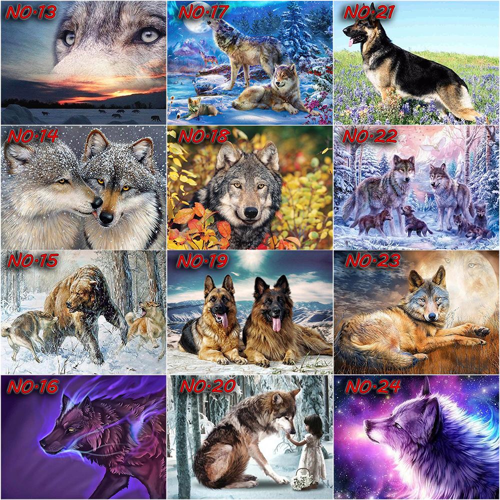 5D DIY Diamond Painting Animal Wolf Full Square/Round Diamond Embroidery Cross Stitch Mosaic Handmade Gift