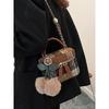 Bag New Autumn and Winter Crossbody Bag Women's Bag Plaid Woolen Shoulder Small Square Bag Mini Bucket Bag Luggage