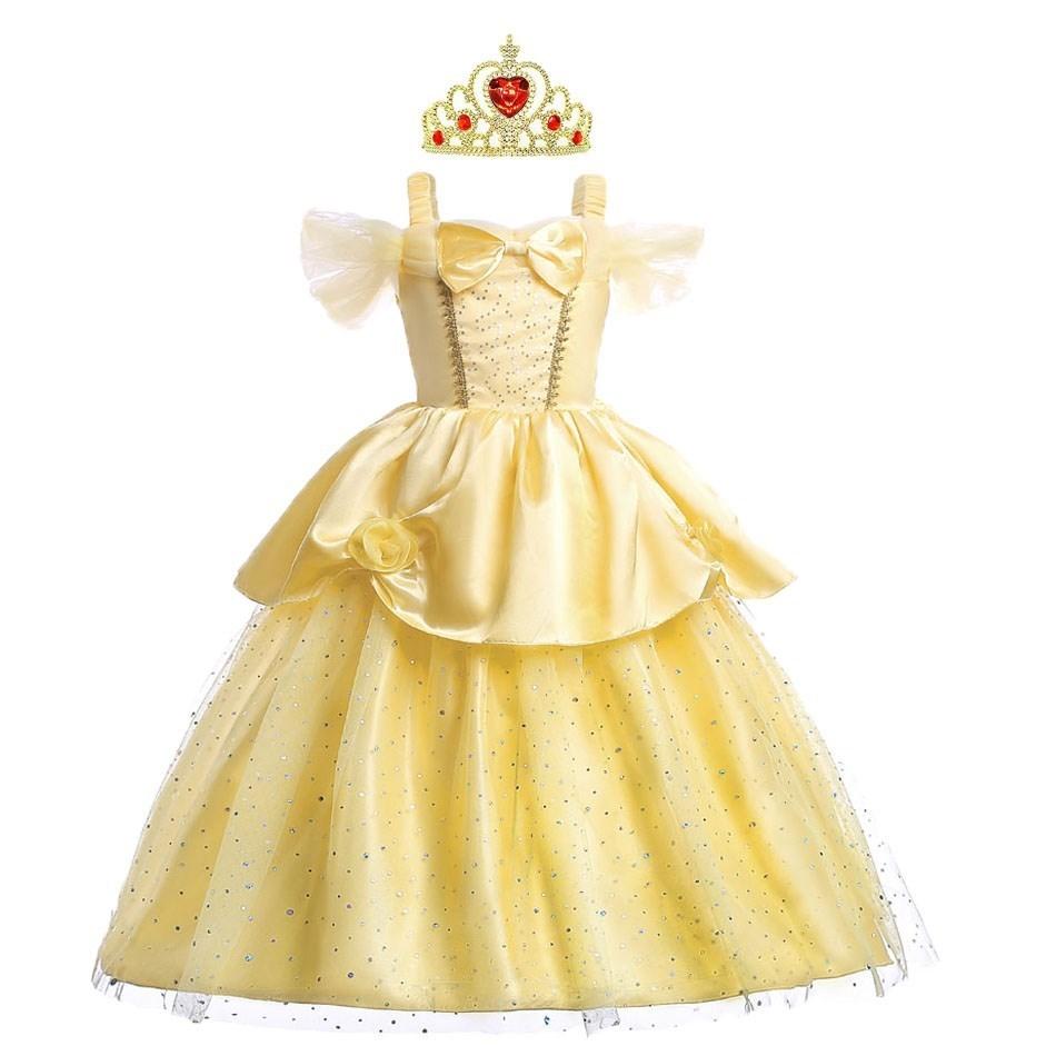 Little Girl Cinderella Dress Rapunzel Belle Halloween Costume Kid Birthday Party Christmas Fancy Evening Dress 2-10 Years