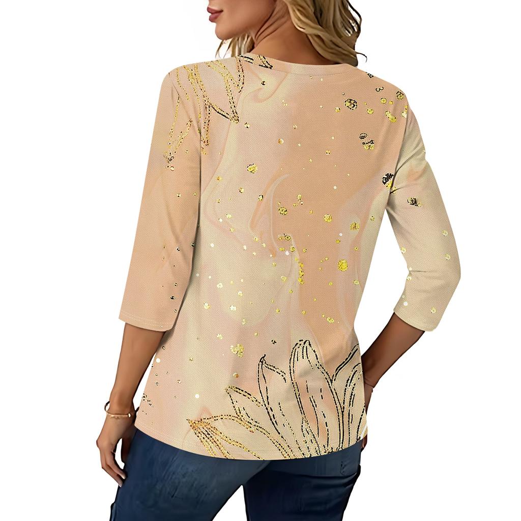 Damen 3/4-Ärmel Shirts Grafik-T-Shirts Shirts Lässige Basic-Tops Pullover