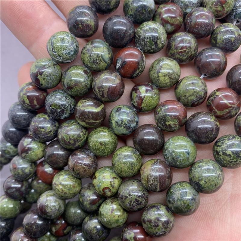 Natural Stone Gemstone  Bloodstone Round Loose Beads DIY Bracelet Necklace Accessories