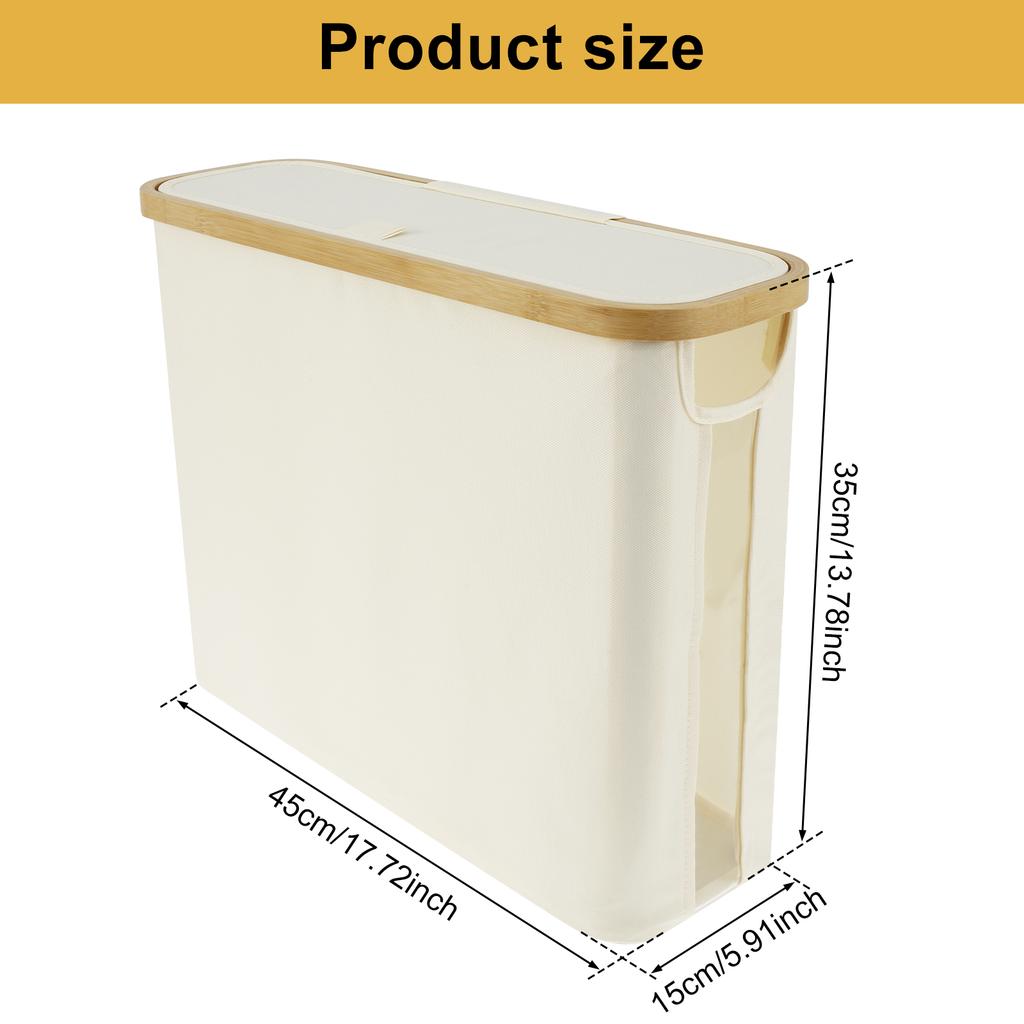 Cestino per la carta igienica da bagno, pieghevole, grande capacità, con coperchio in legno per l'organizzazione del bagno