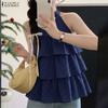 ZANZEA Women Polka Dot Print Casual Off Shoulder Sleeveless Vest Tops