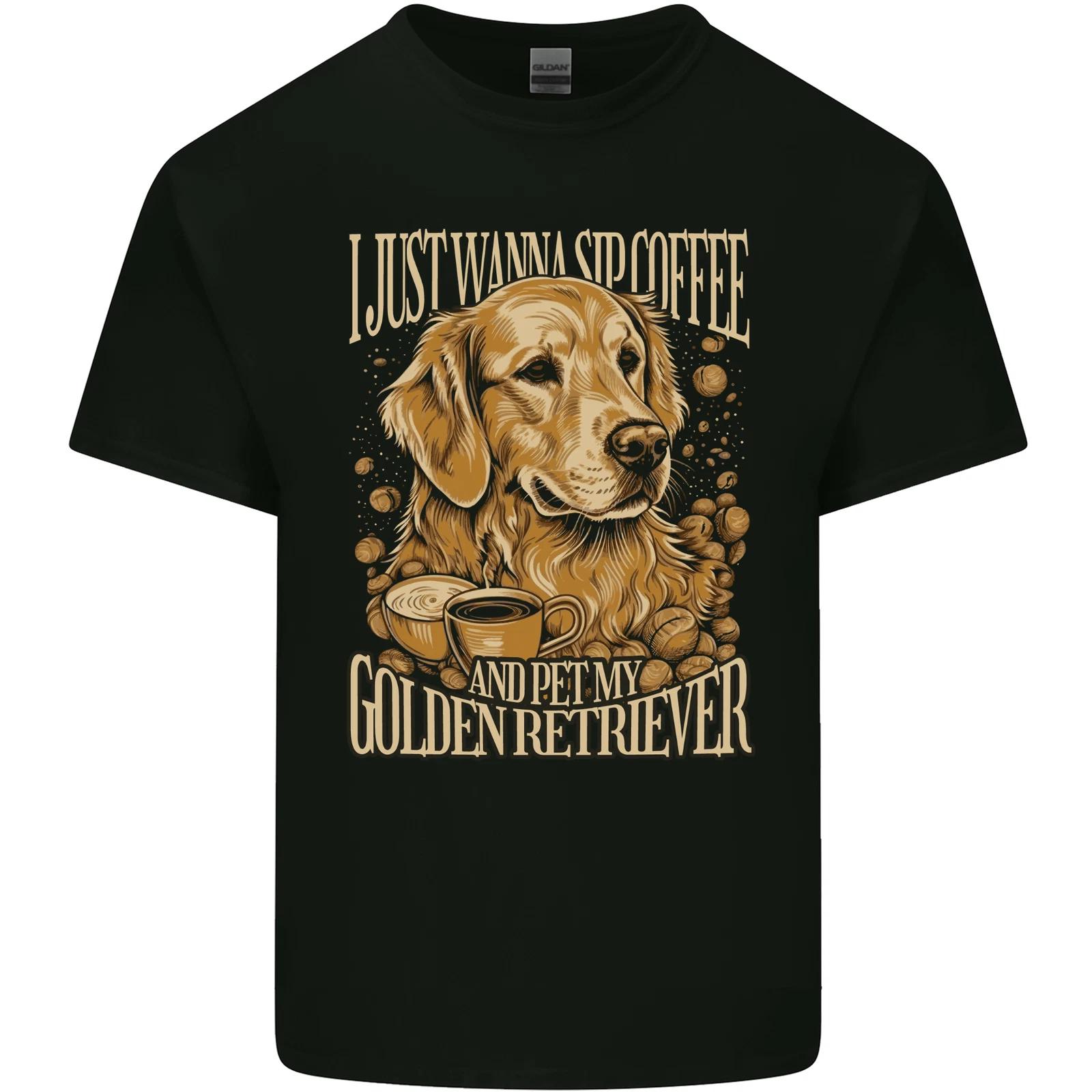 

Coffee and Golden Retriever Funny Dog Kids T-Shirt Childrens 4XL