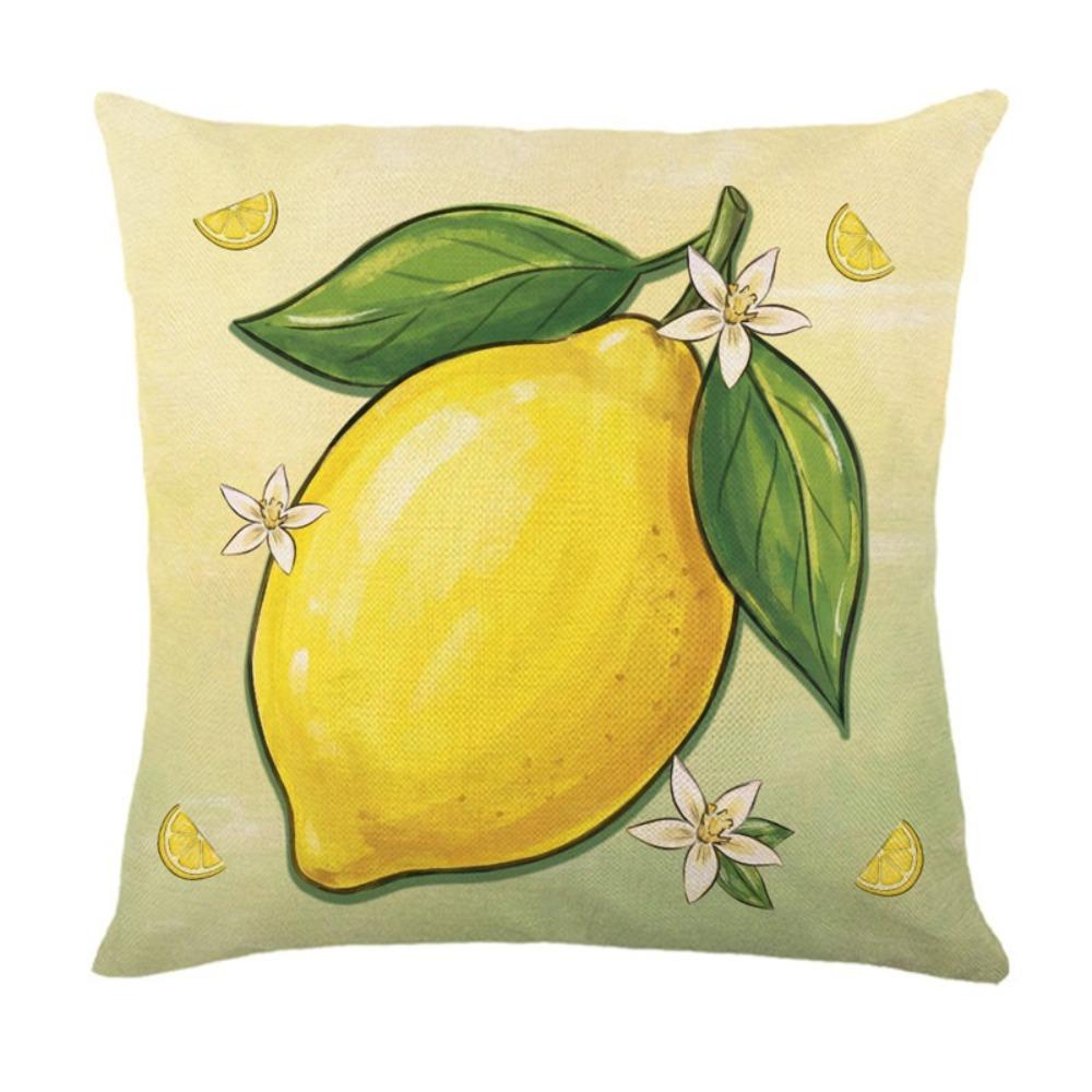 

45*45 CM Lemon Pattern Pillowcase Fruit Pattern Throw Pillow Case Cushion Cover Office Style A