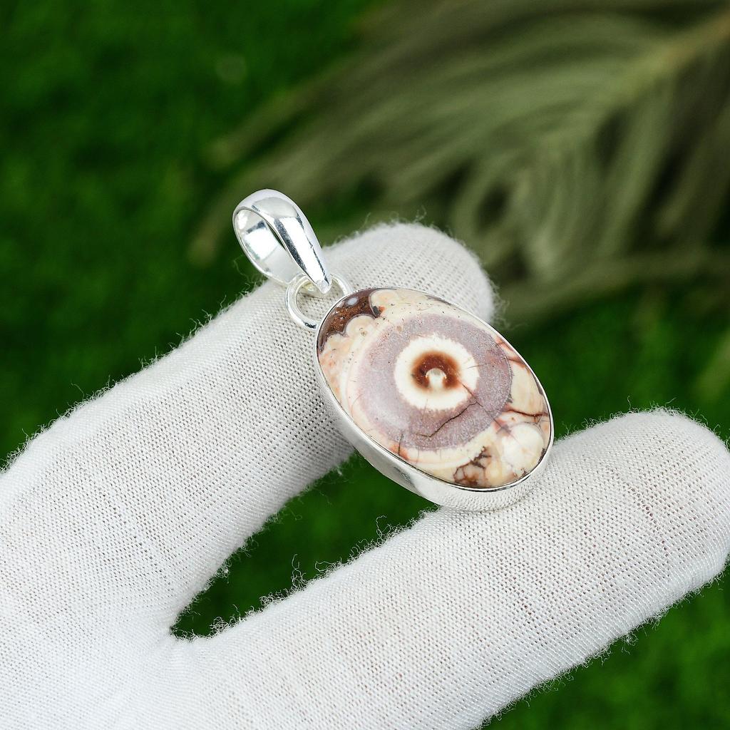 Oval Natural Bird Eye Jasper 925 Sterling Silver Bezel Artisan Pendant Jewelry