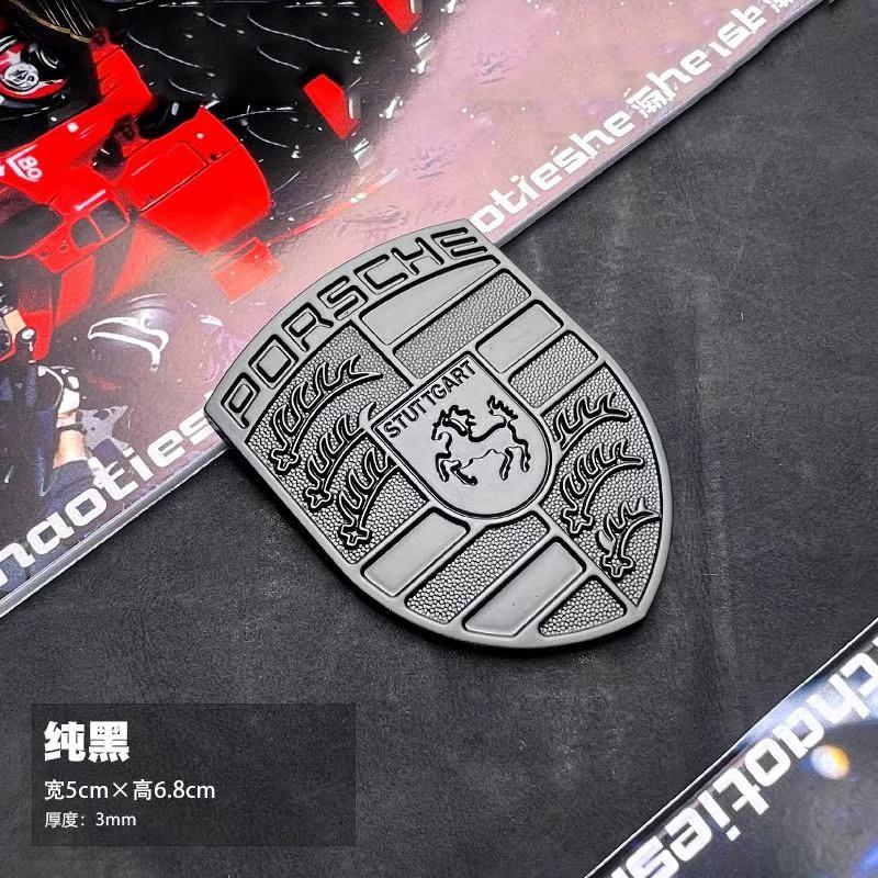 3D Metal Car Hood Front Modification Sticker Body Decorative Decal For Porsche Cayenne Panamera Macan 911 718 918 Taycan Boxster