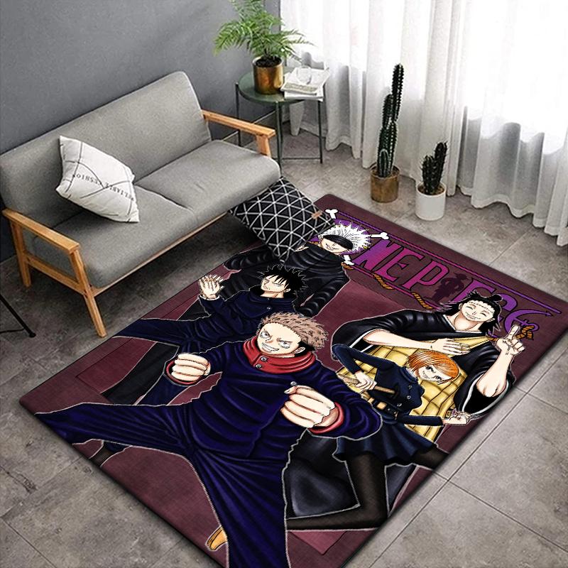 Jujutsu Kaisen Anime Rug Large,Carpet Rug for Living Room Bedroom Sofa Decoration,Doormat Kitchen Non-slip Floor Mat Picnic Camp