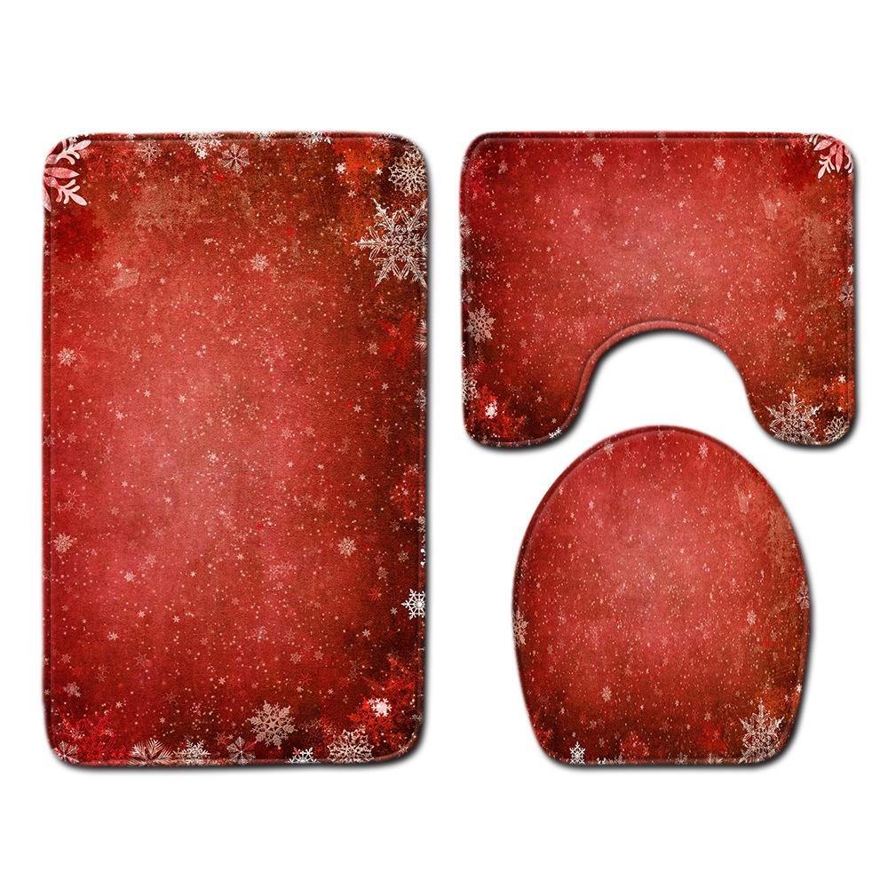 Christmas Bathroom Floor Mat Toilet Three-Piece Set