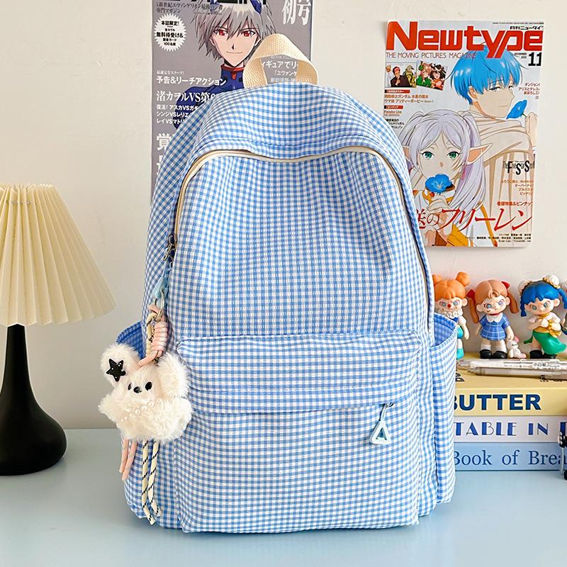 Going Out Schoolbag Female College Student Fashion Autumn And Winter Cute High-Value Plaid Back Junior High School Backpack