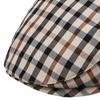 Daks Brown Check Leather Adjustable Strap Hunting Cap Dbhe5el01w2