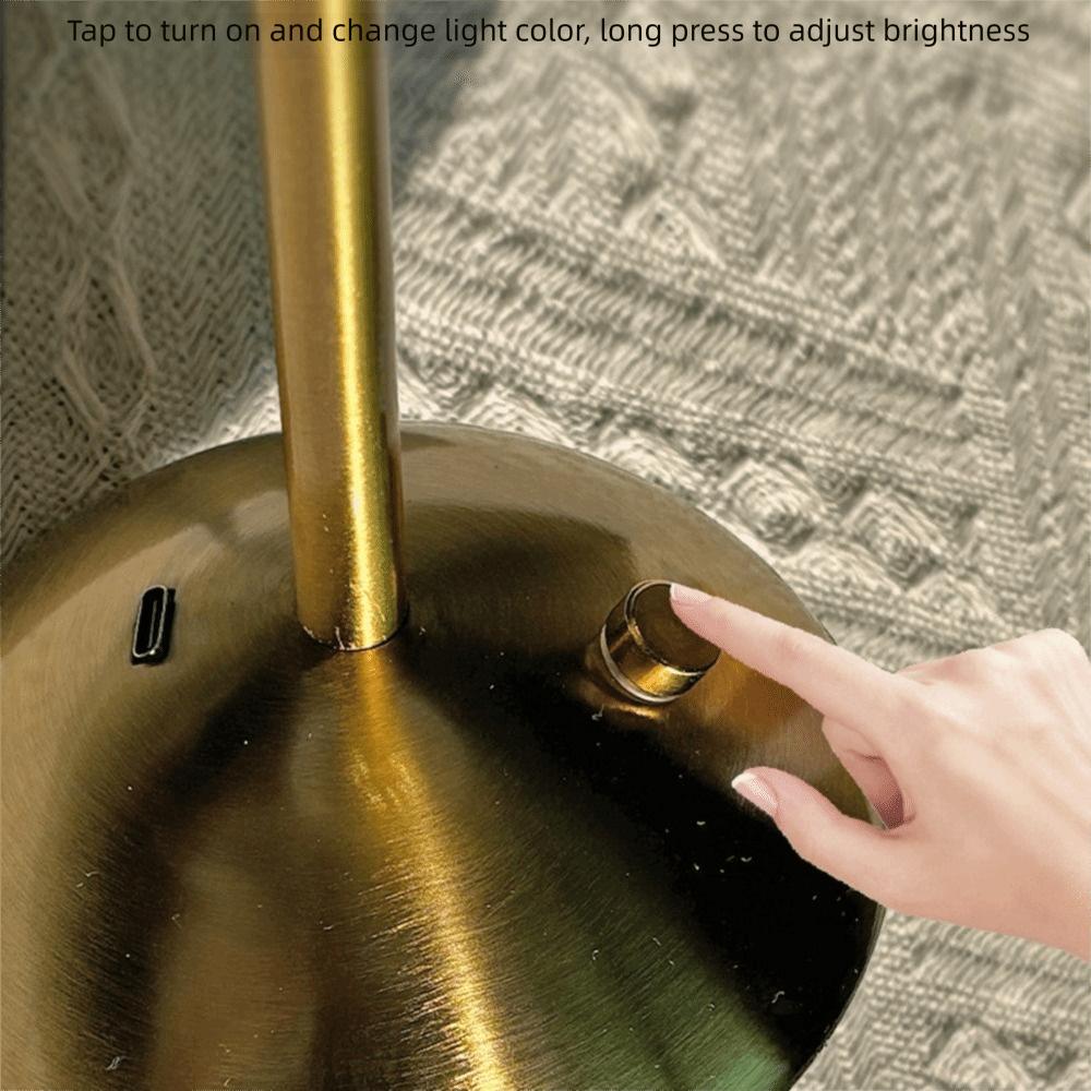 Pastoral Style Touch Bedside Lamp Fabric Shade Bedside Ambient Light LED Night Light  Restaurant