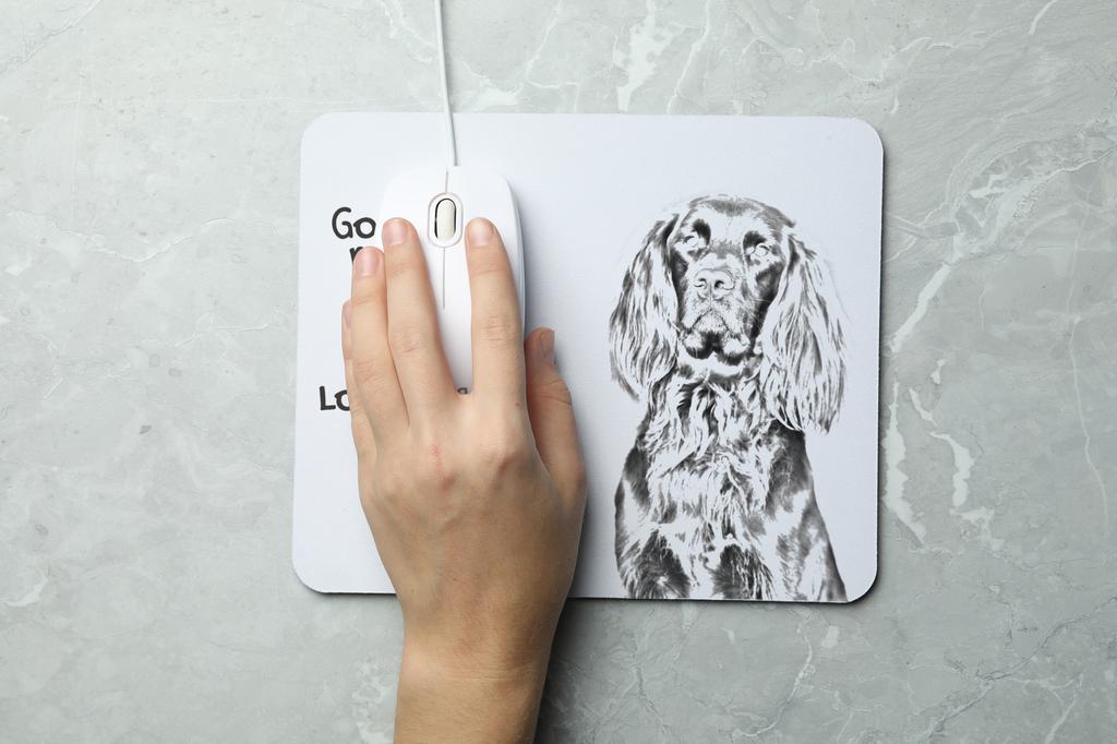 German Wirehaired Pointer I - mouse pad with print, personalized dog-themed mouse pad, unique gadget for an office worker by Art-Dog brand