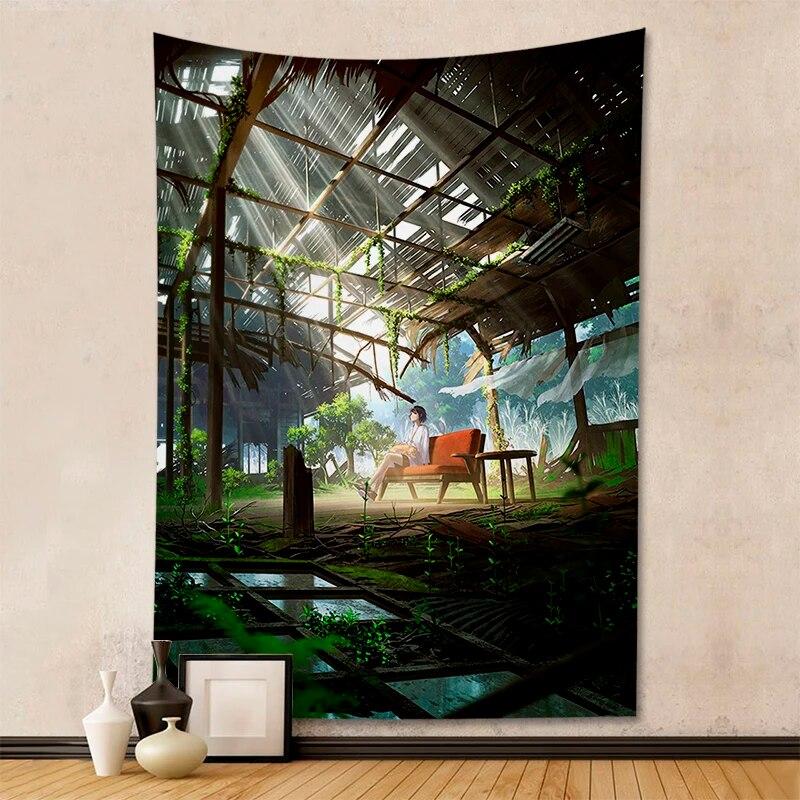 

Гобелен аниме украшение комнаты домашнее искусство внутренняя сцена висит на стене фон ткань 100x75cm