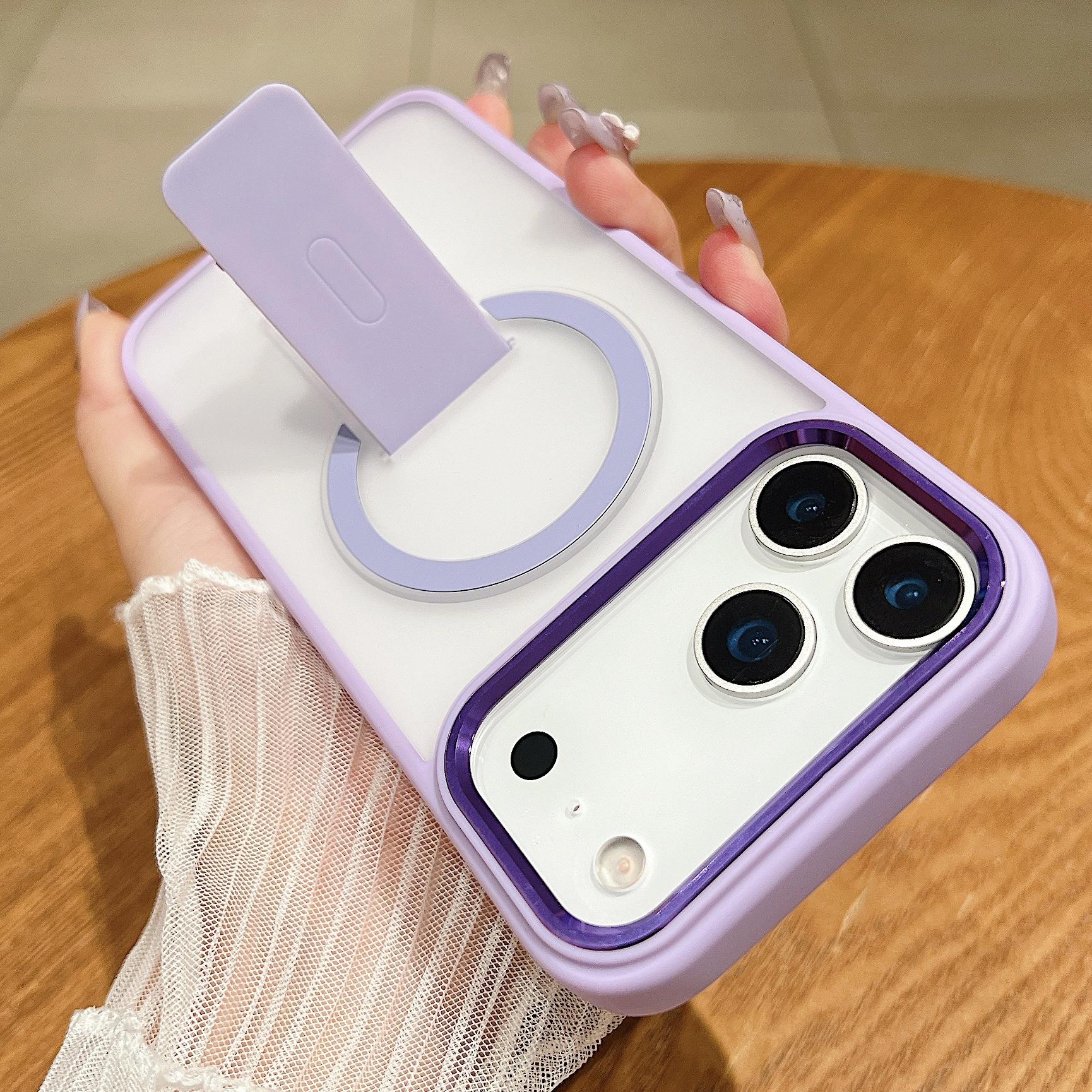 

Роскошный невидимый подставка магнитный чехол для телефона для iPhone 16 17 Air 15 14 Plus 11 12 13 Pro Max Матовое заднее покрытие для Magsafe iPhone 11 Pro