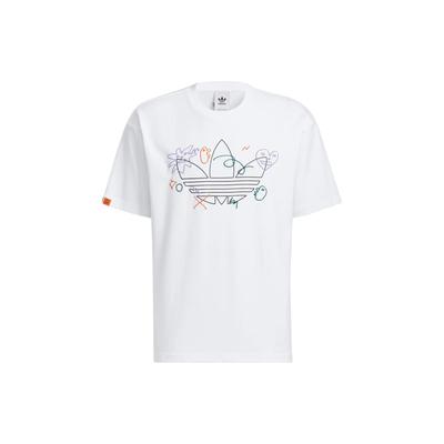 adidas Originals Trefoil SS22 Color Logo Print Sports T-Shirt Unisex Tops White HR6459