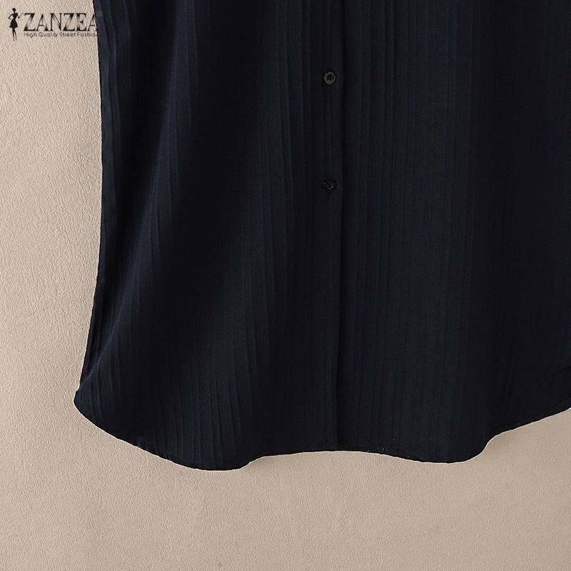 ZANZEA Vestido de camisa de manga curta de verão casual feminino com gola virada para baixo